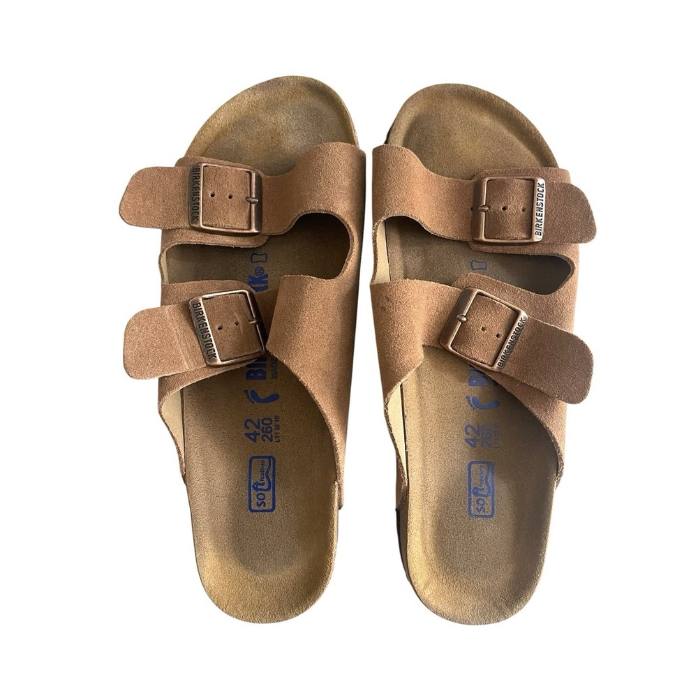 Birkenstock Arizona Suede Leather Soft Footbed Brown Unisex Sandals Sz 42